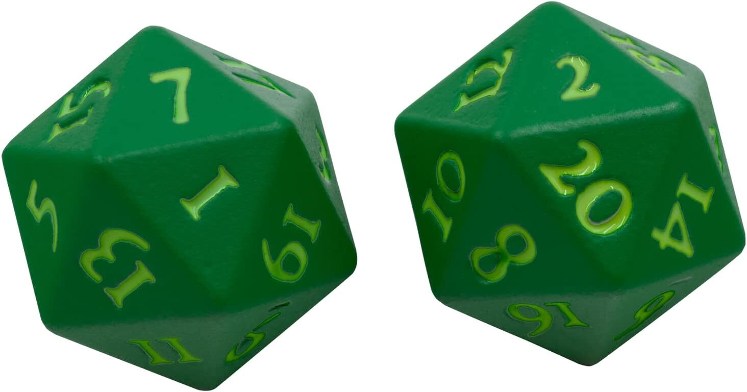 d20 Vivid Heavy Metal Dice Pair Green New