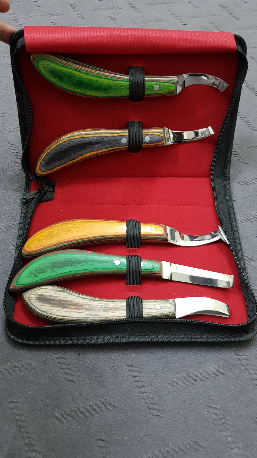 HOOF KNIFE PREMIUM SHARP CUTTING MULTICOLOR WOODEN HANDLE FARRIERS TOOLS 5 PCS