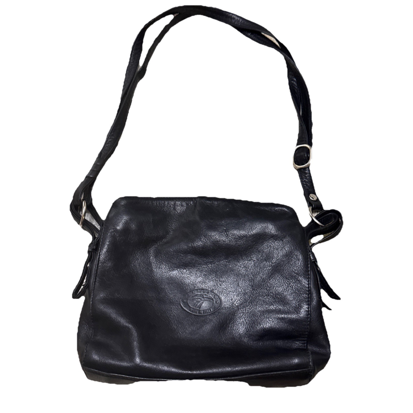 Vintage 90s Streetwear Distressed Leather Crossbody Emil made in italy