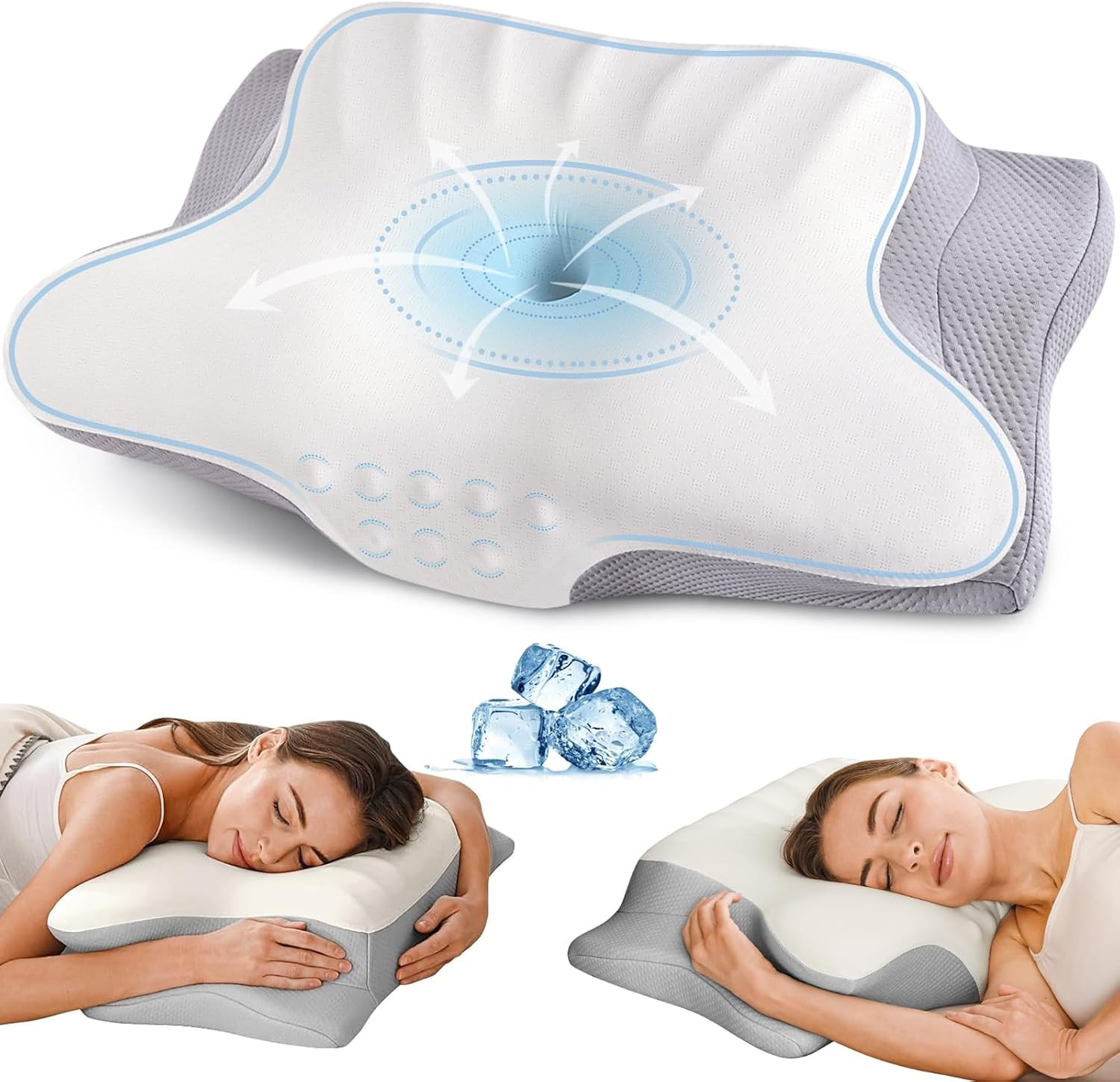 Cervical Neck Pillow for Pain Relief, Ergonomic Pillow Side Sleeper Pillow fo...