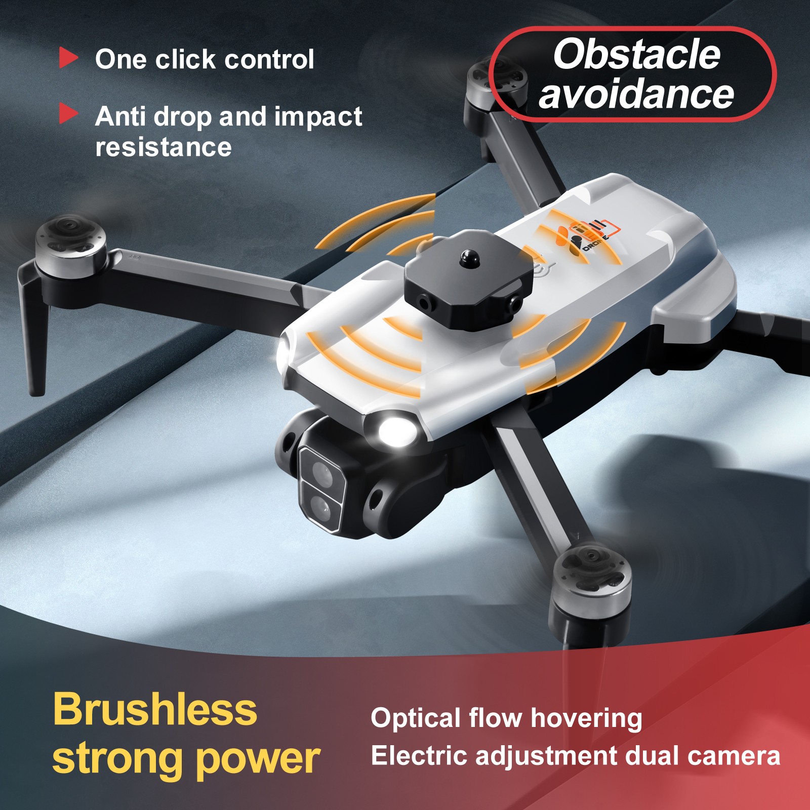 S119 Drone Brushless Foldable Obstacle Avoidance Drone FPV With 2 Battery | NE