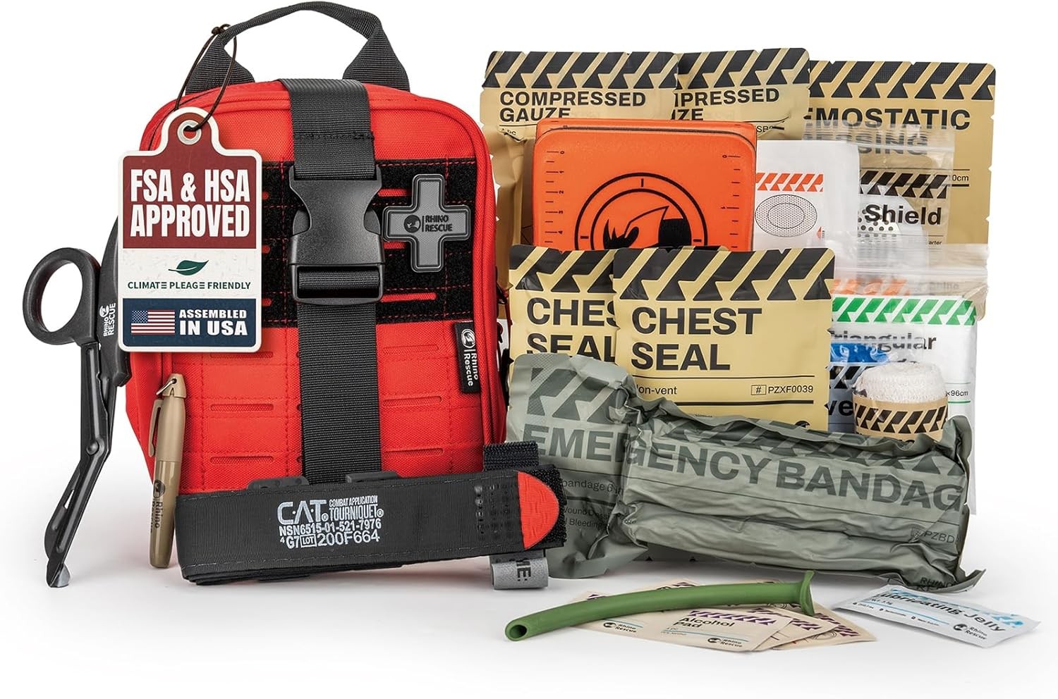 Tactical IFAK Trauma Kit Red Molle Pouch Tourniquet First Aid Survival Kit