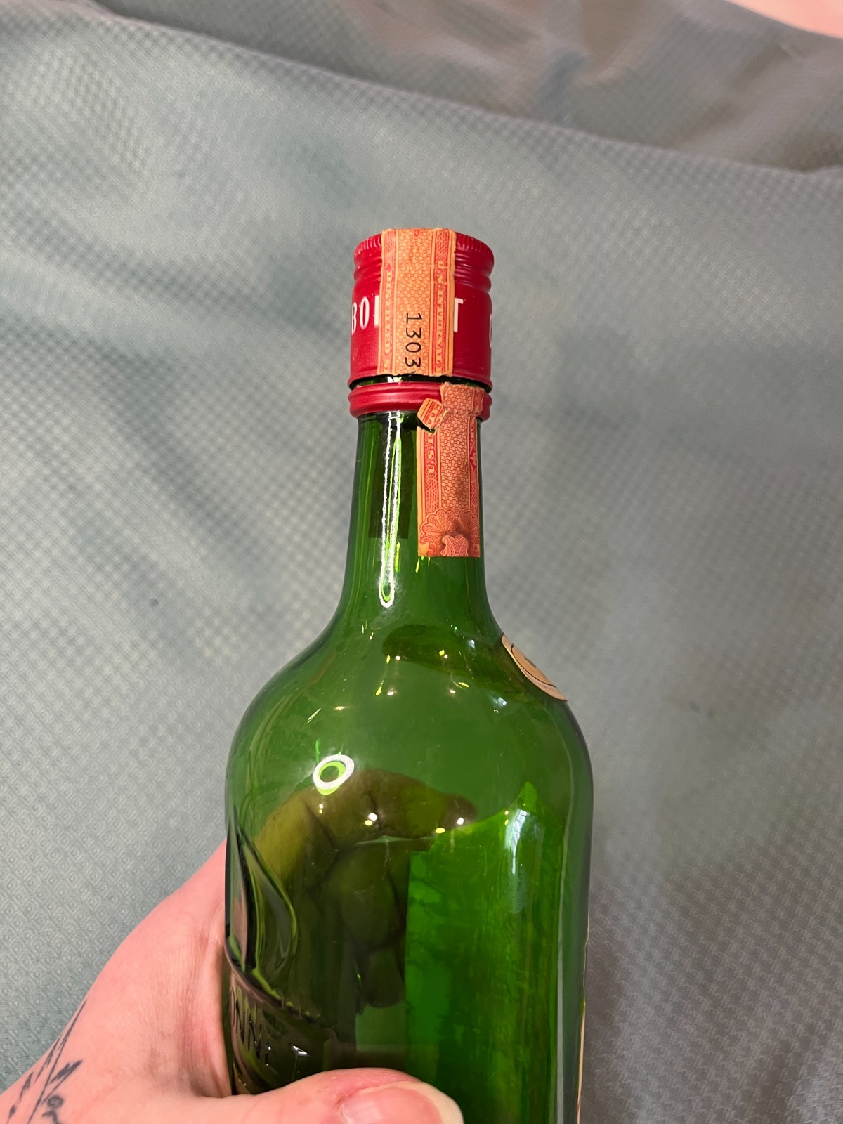 Vintage Dubonnet Decor Display Cocktail Empty Glass Bottle Green