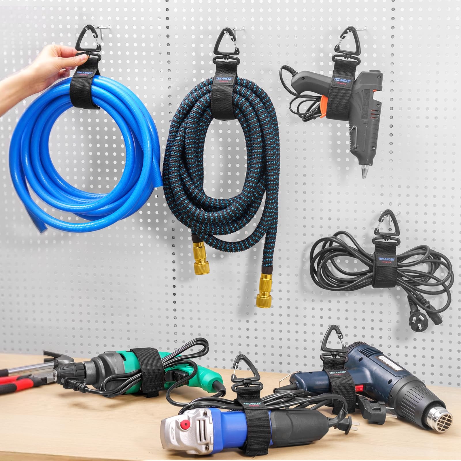 Heavy Duty Hook Loop Cable Straps 10-Pack - Wire Hose Organizer