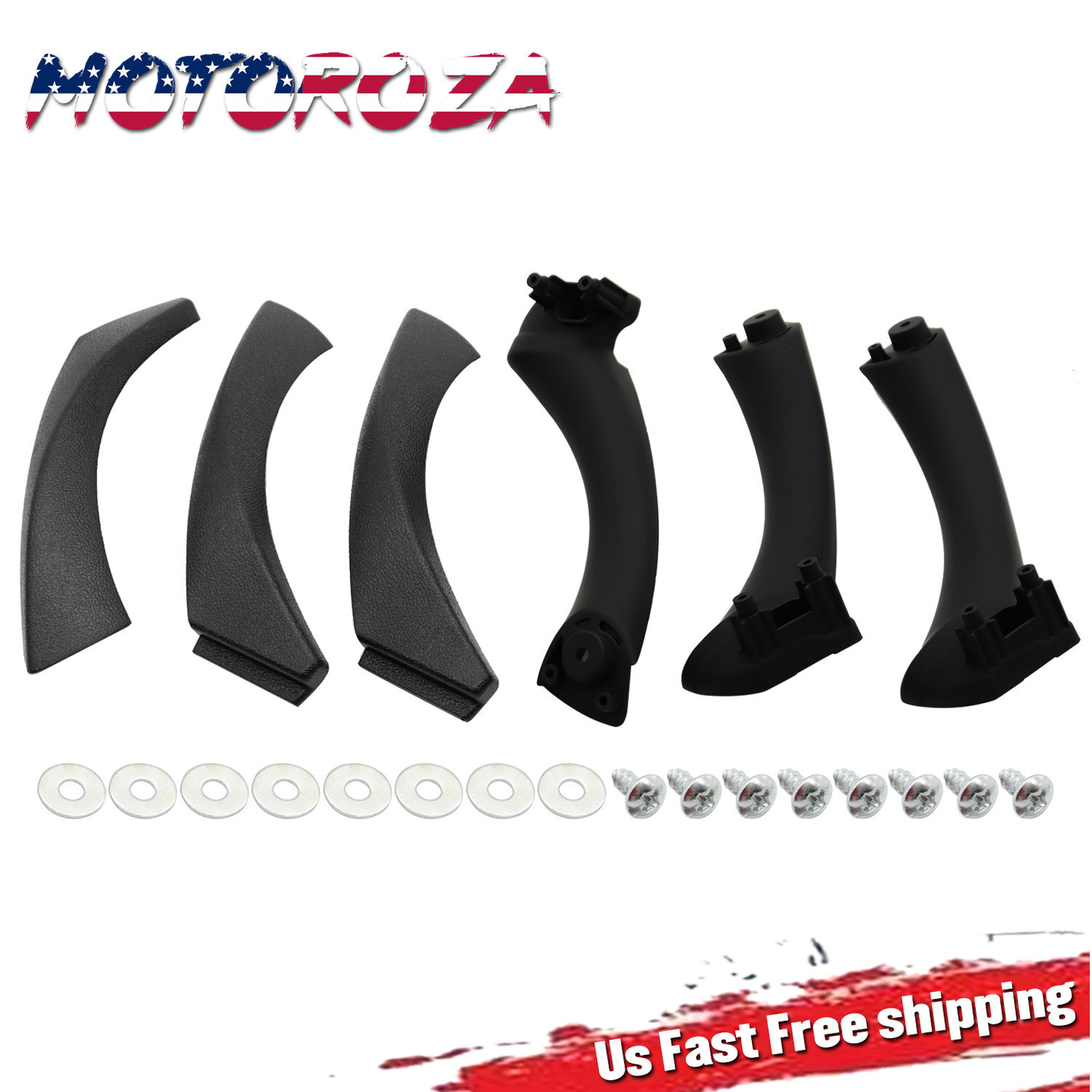6Pcs Inner Door Panel Handle Pull Interior Trim Cover For BMW E90 06-11 Black