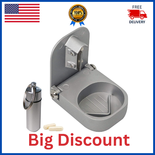 Pill Cutter Splitter with Pill Box by - Blade That Will Never Dull - Grip Handle
