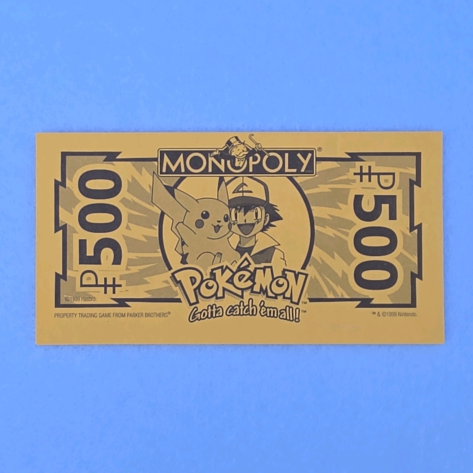 1999 Monopoly Pokemon Game Replacement Money Cash Bills 5 x $500 Bills