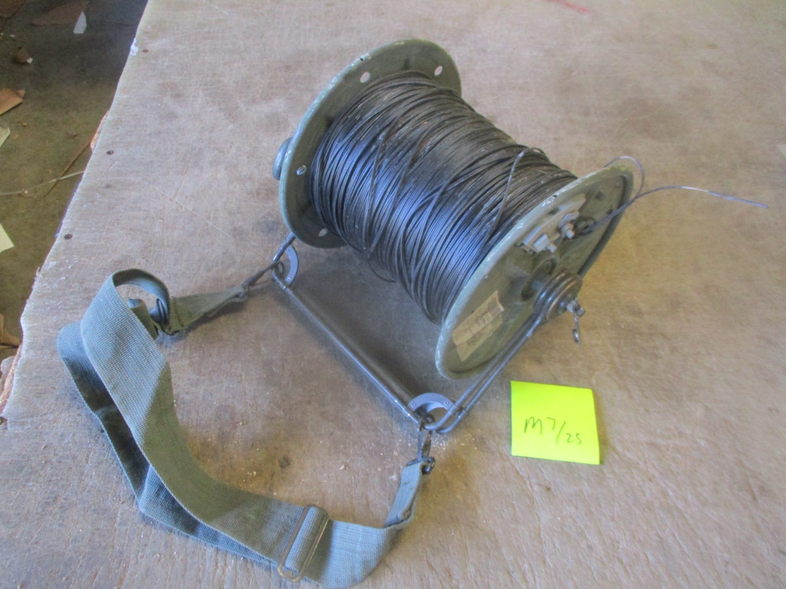Mostly Full WD1A Commo Wire (.5km) on DR-8-B Commo Spool, RL-39-A Winder, Strap