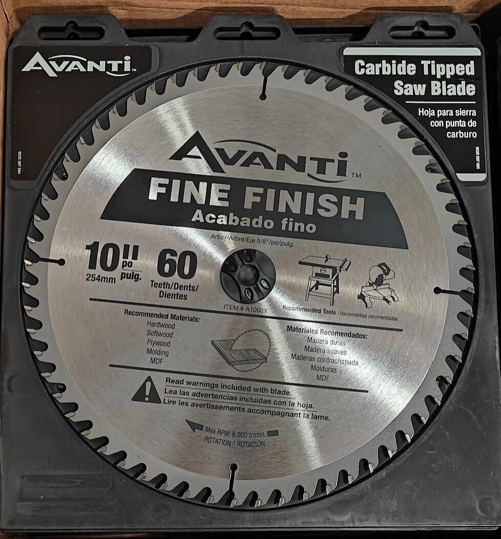 Avanti A1060X 10" 60 Teeth Fine Finish Saw Blade Carbide Tipped BRAND NEW RETAIL