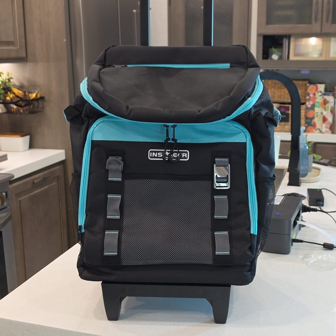 INSMEER 50L Rolling Cooler with Wheels and Handle, 80-Can Collapsible Cooler Bag