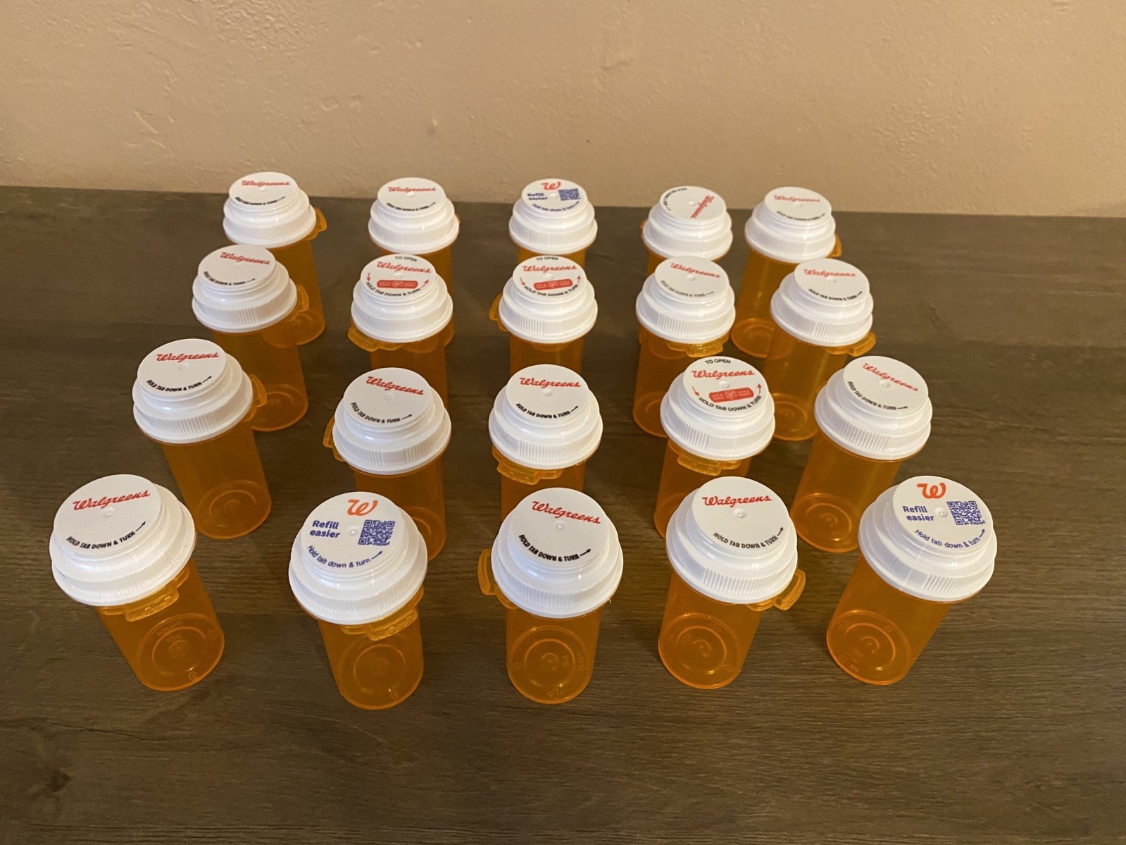 Small Amber Empty Prescription Bottles - Set of 20 - Free Shipping!