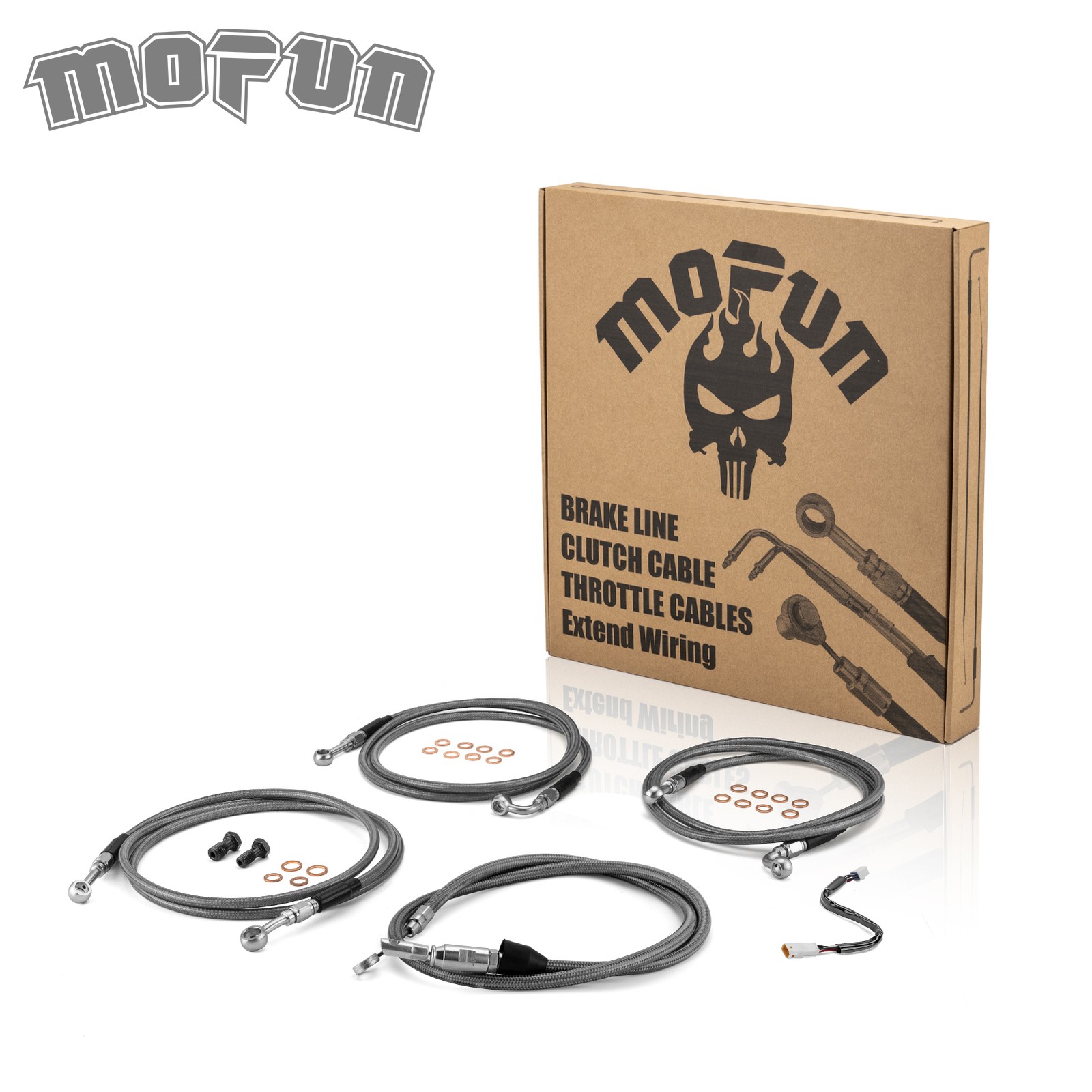 MOFUN 12"-14" Bar Extended Cable Kit For Harley Touring Street Glide ABS 21-23
