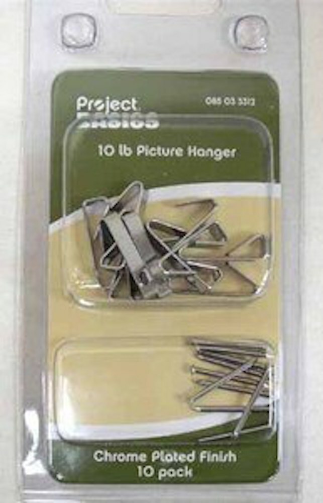 B71010G-CHR  Pack of Picture Hangers Chrome 10# Lot of 10