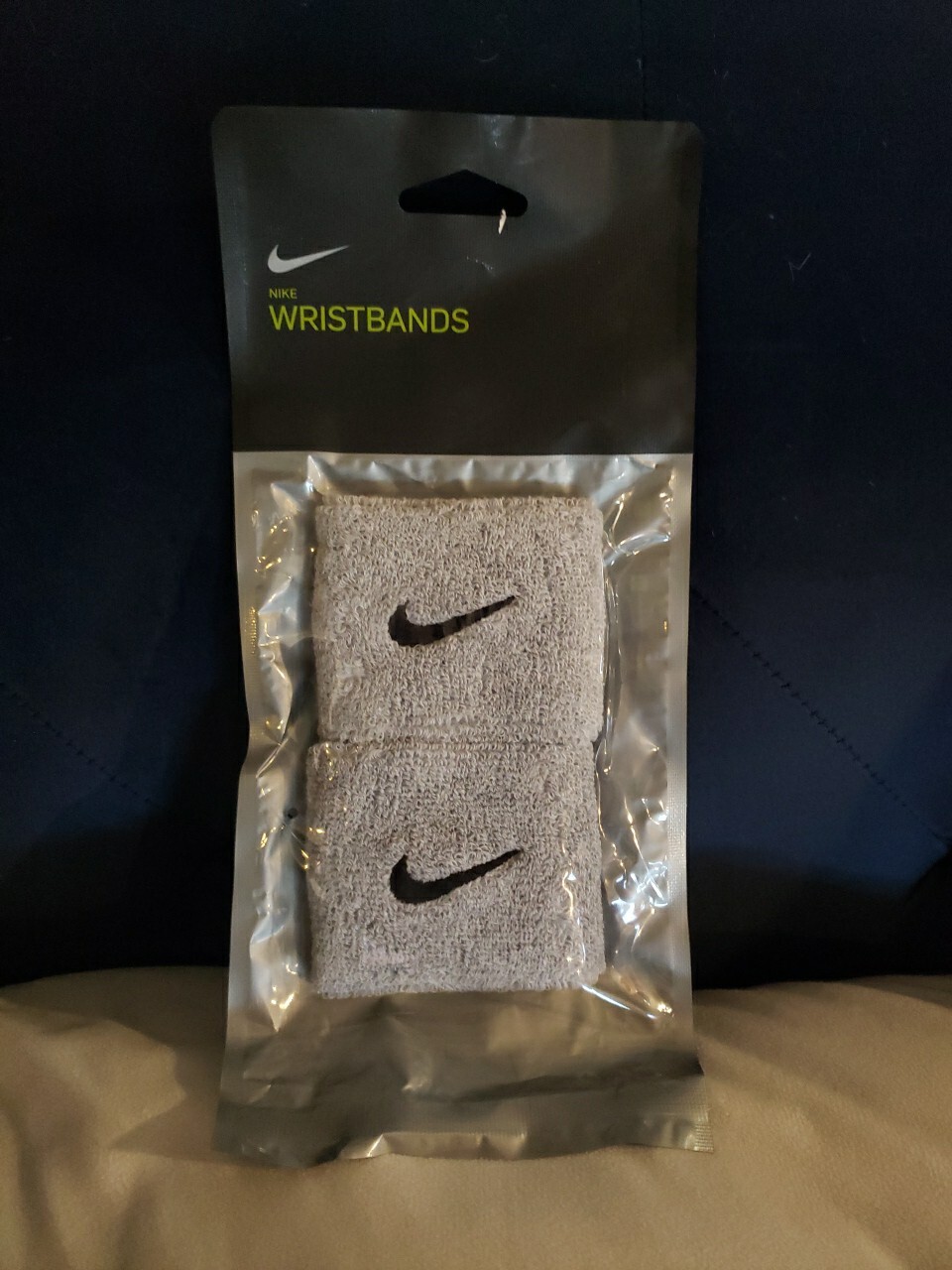 NIKE Swoosh 2 1/2" Tennis Wristband Gray Set of 2 Unisex Logo Terrycloth NEW