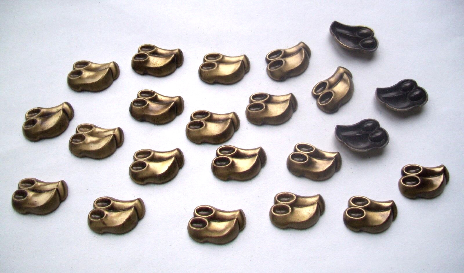 22 pcs. Antique Finish  Brass Stamping - WOODEN SHOE  shape