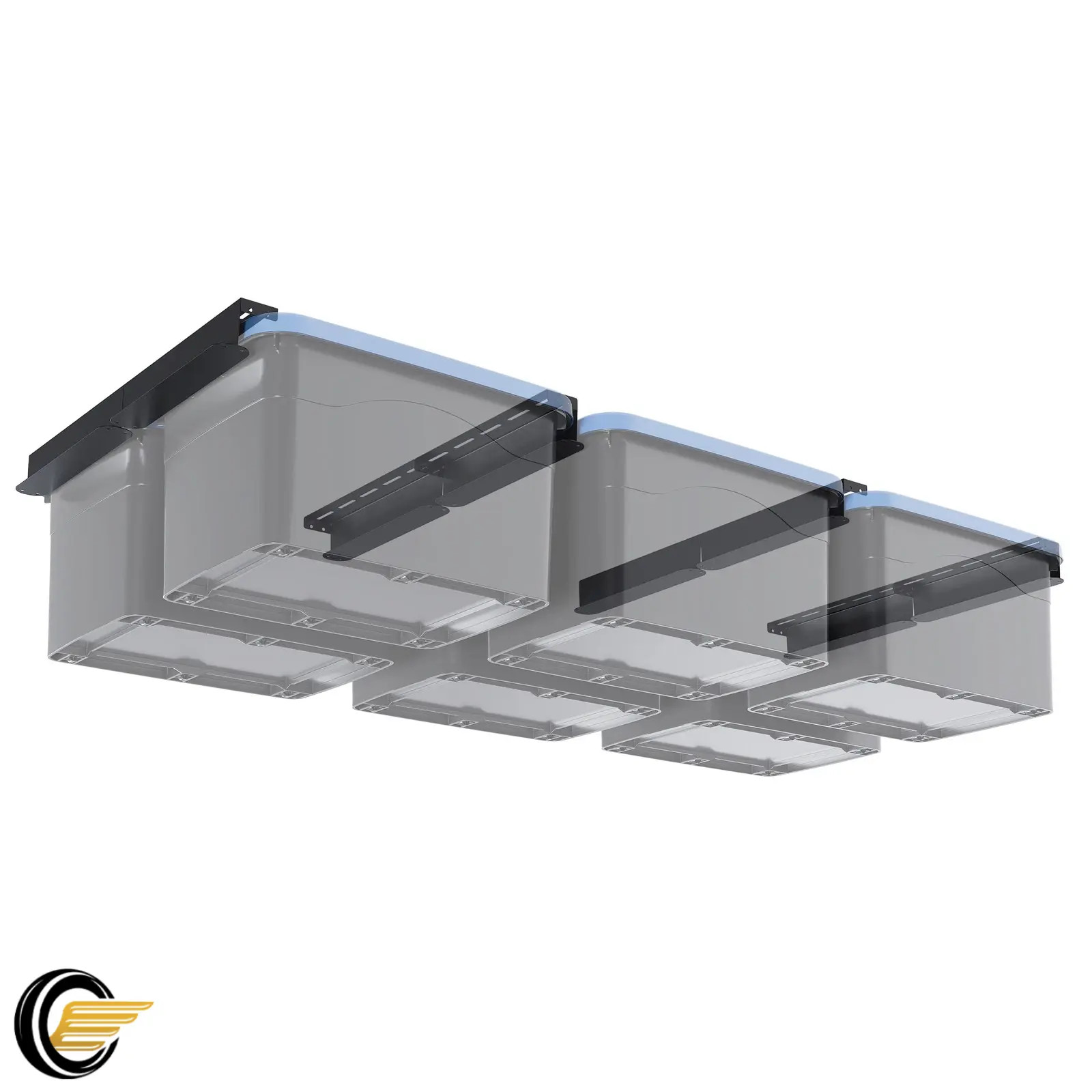 8PK Ceiling Rail Overhead Garage Storage Bin Racks For 6 Bins Shelving System