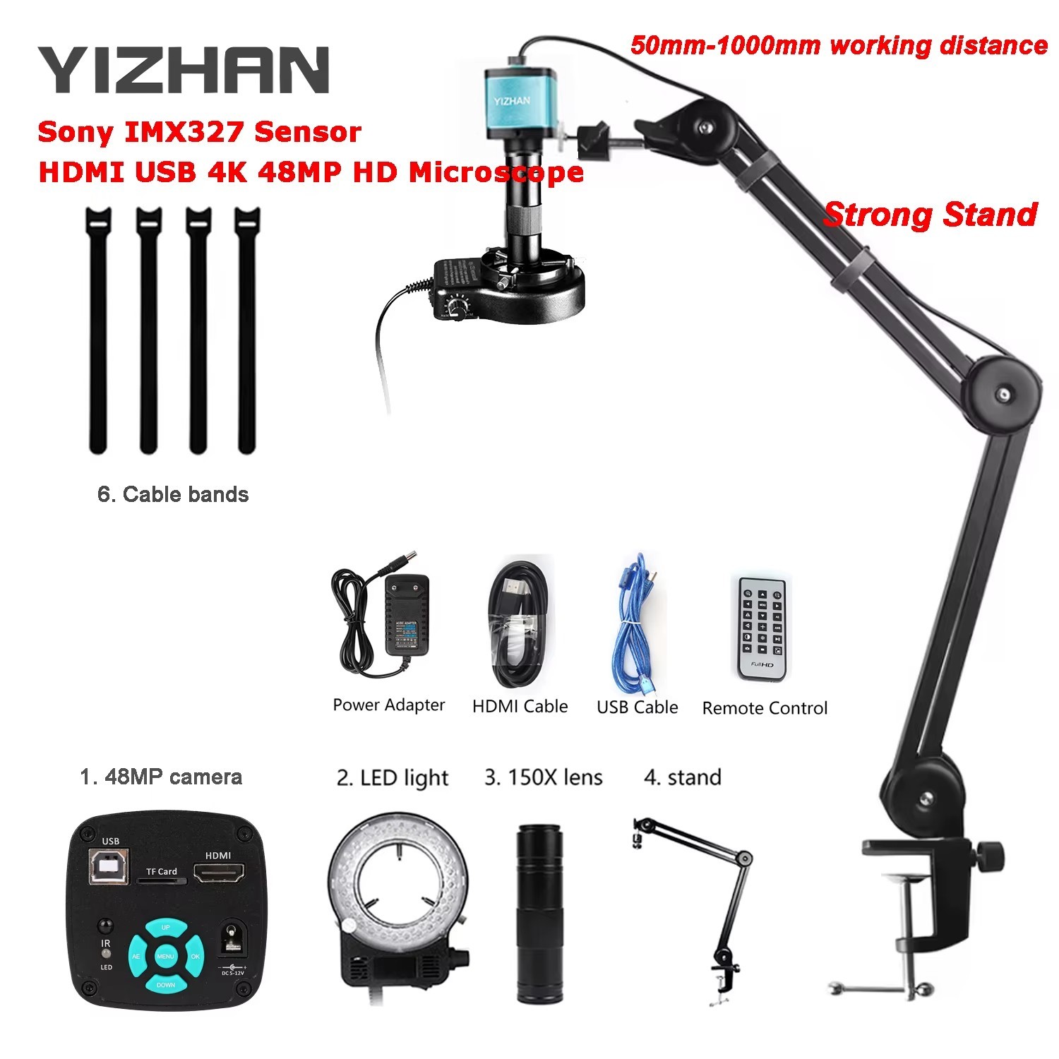 Digital Microscope 4K HDMI USB Soldering Repair Monocular