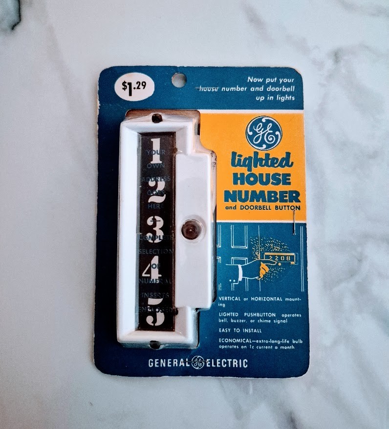 Vintage 1960s GE Lighted House Number Doorbell Button MCM Sealed NOS