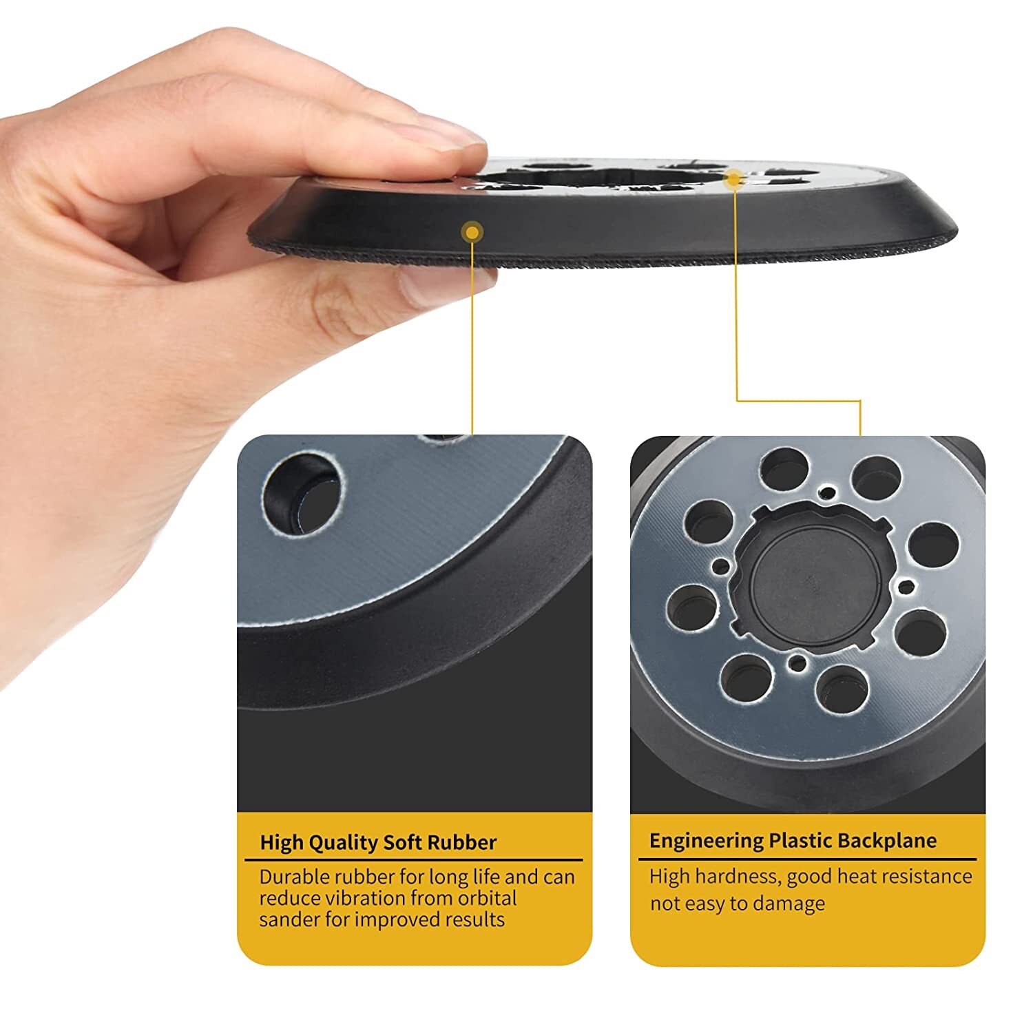 2Pcs 5in Hook Loop Orbital Sander Pad Replacement for Dewalt DWE64233 N329079
