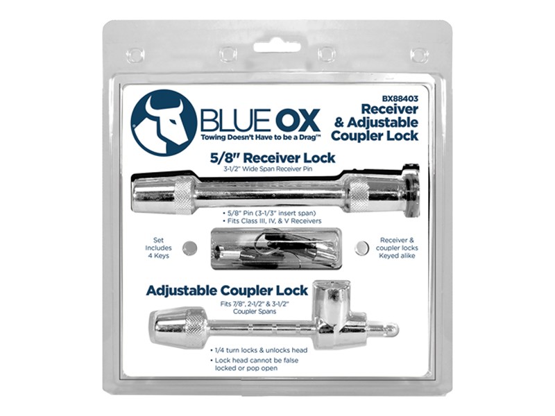 Blue Ox BX88403 Kit PIN STYLE COUPLER LOCK & 5/8 x 3.5" RECEIVER LOCK