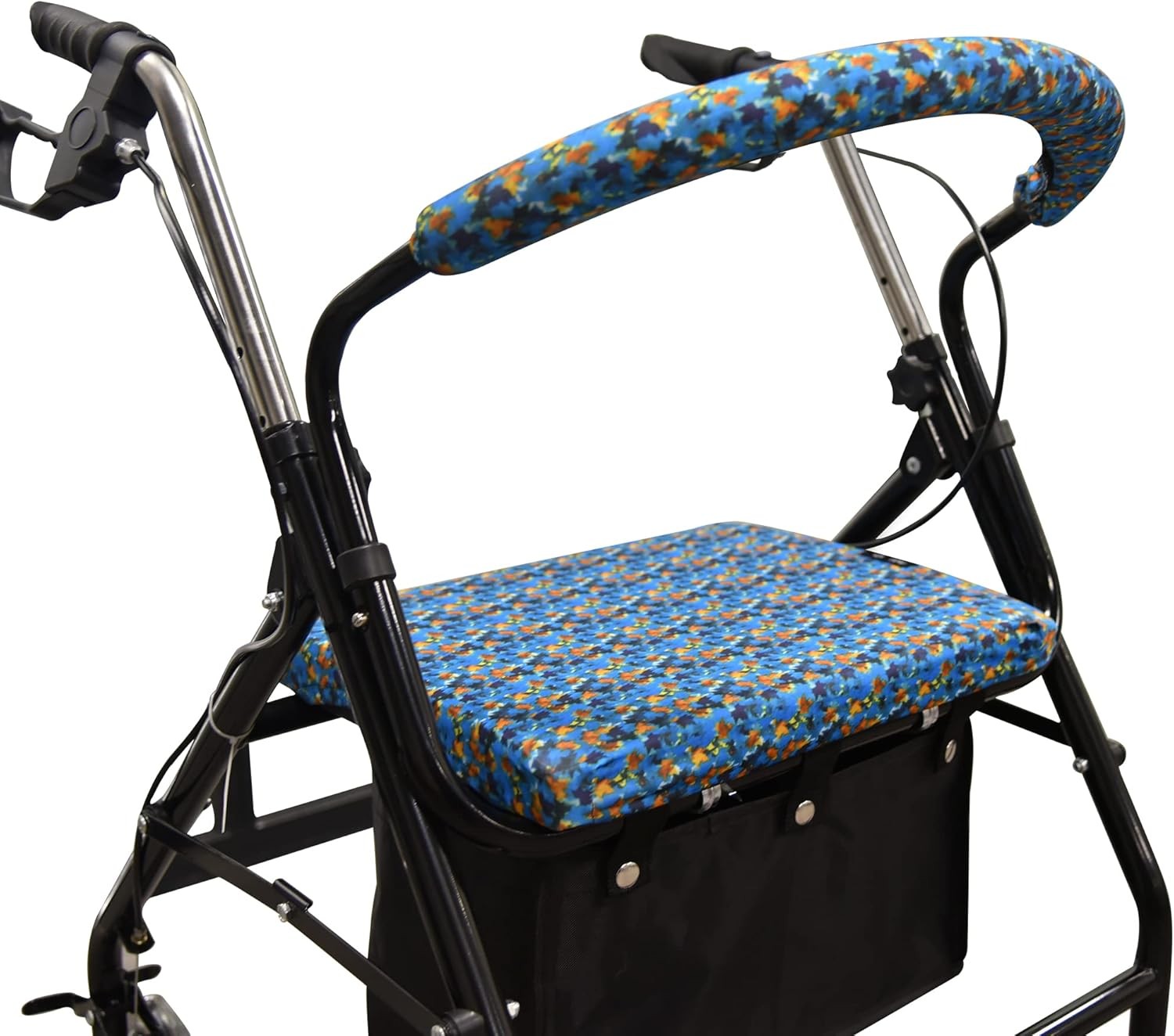 Unisex Rollator Walker Seat and Backrest Rollbar Covers Universal Blue Leaf