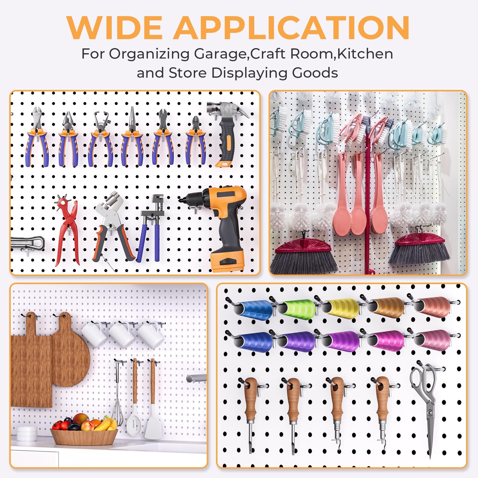 50 Pack Pegboard Hooks, 4 Inch Metal Peg Board Hooks Accessories