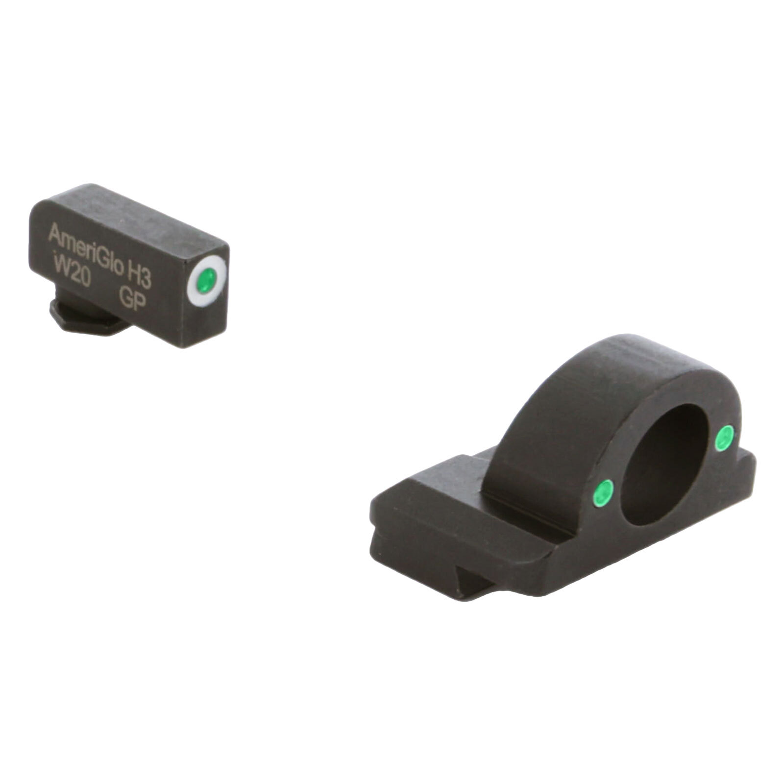 Ameriglo For Glock Ghost Ring Green/White Outline Front & Green Rear Sights