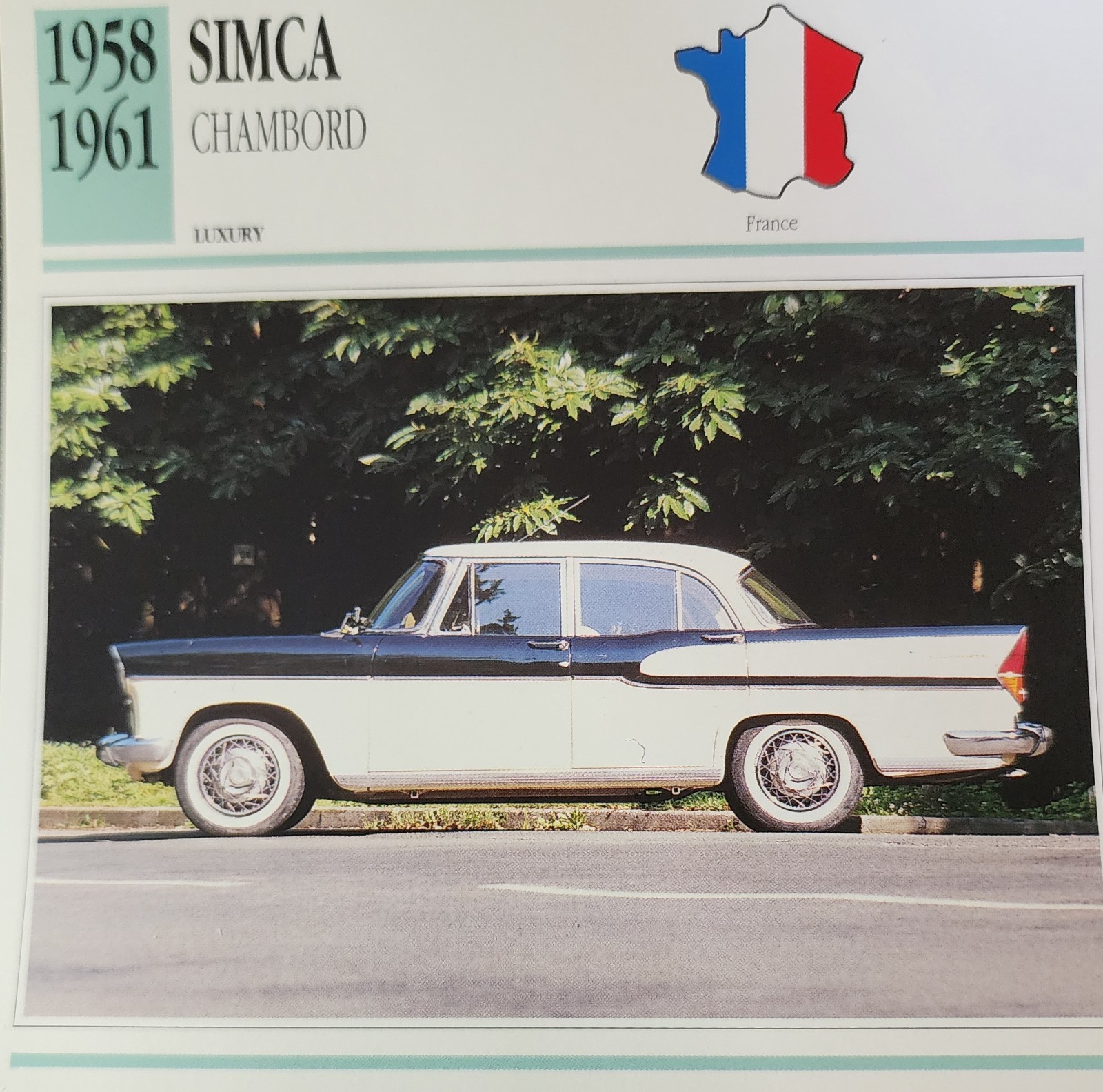 Simca Car Picture Spec Info Detail Collector Card Vintage Retro Decor