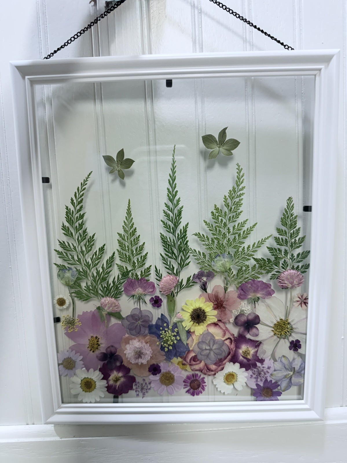 Handmade Pressed Flower Artwork In Hanging Frame