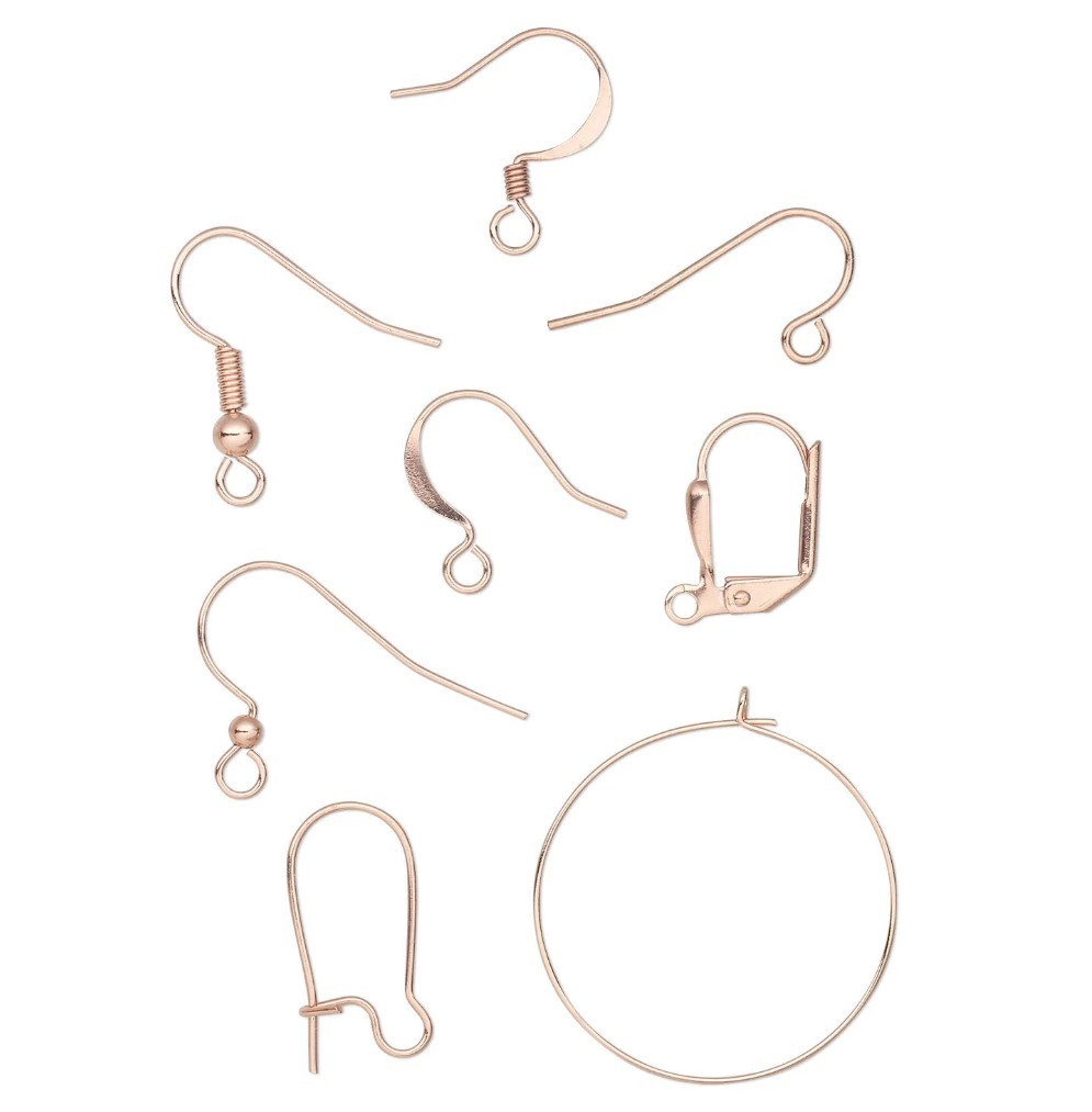 Copper Plated Brass & Steel Ear Wire Mix Fishhook, Coils & More 50 Pair