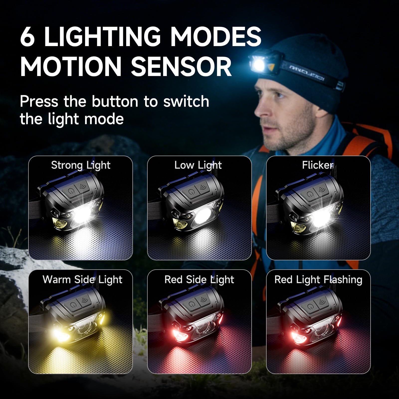 2 Sets High-End Comfortable Camping & Work Headlamp, Long Endurance Lighting ...
