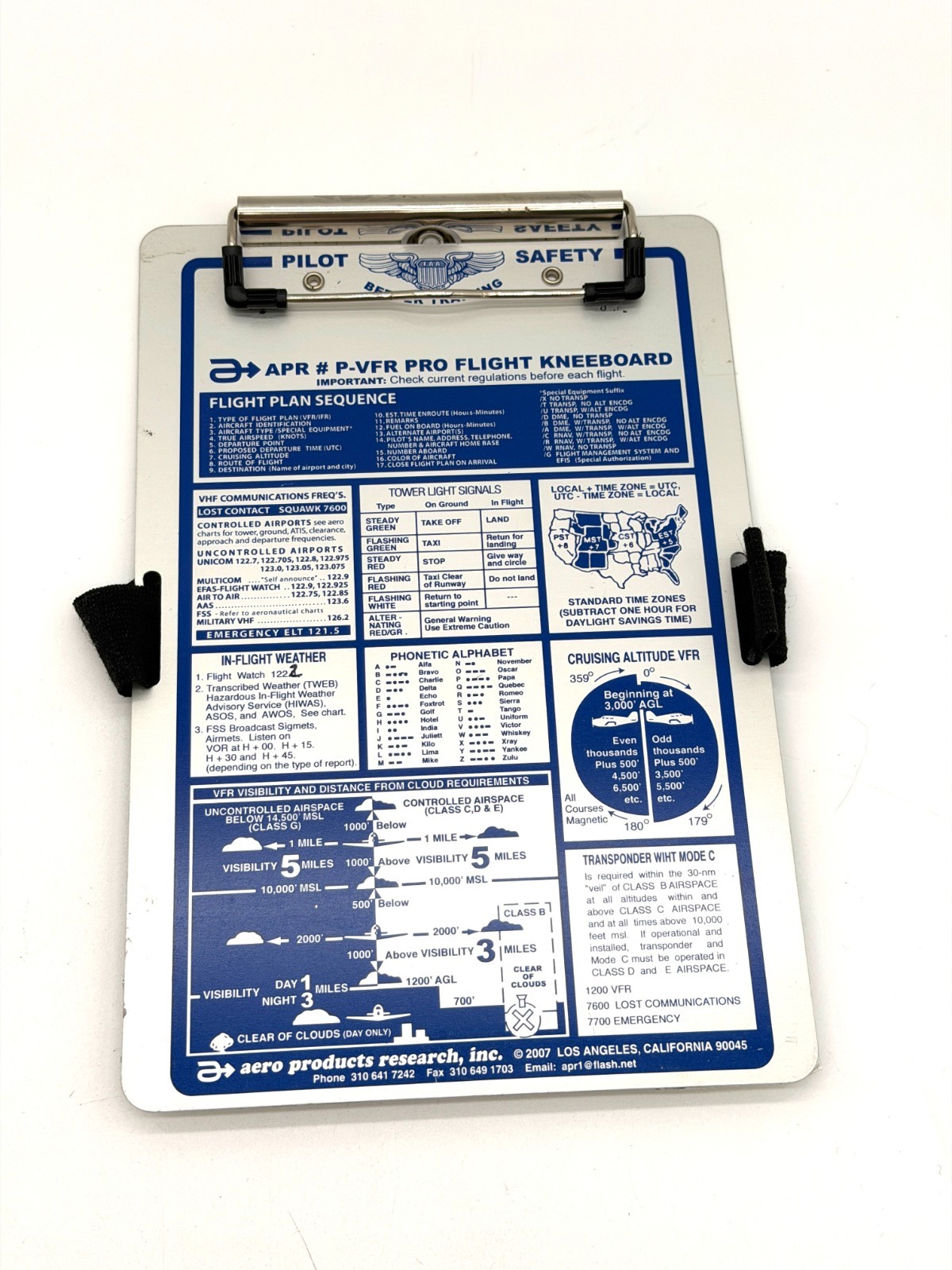 Aero Products Pilot Safety APR P-VFR Pro Flight Kneeboard Used