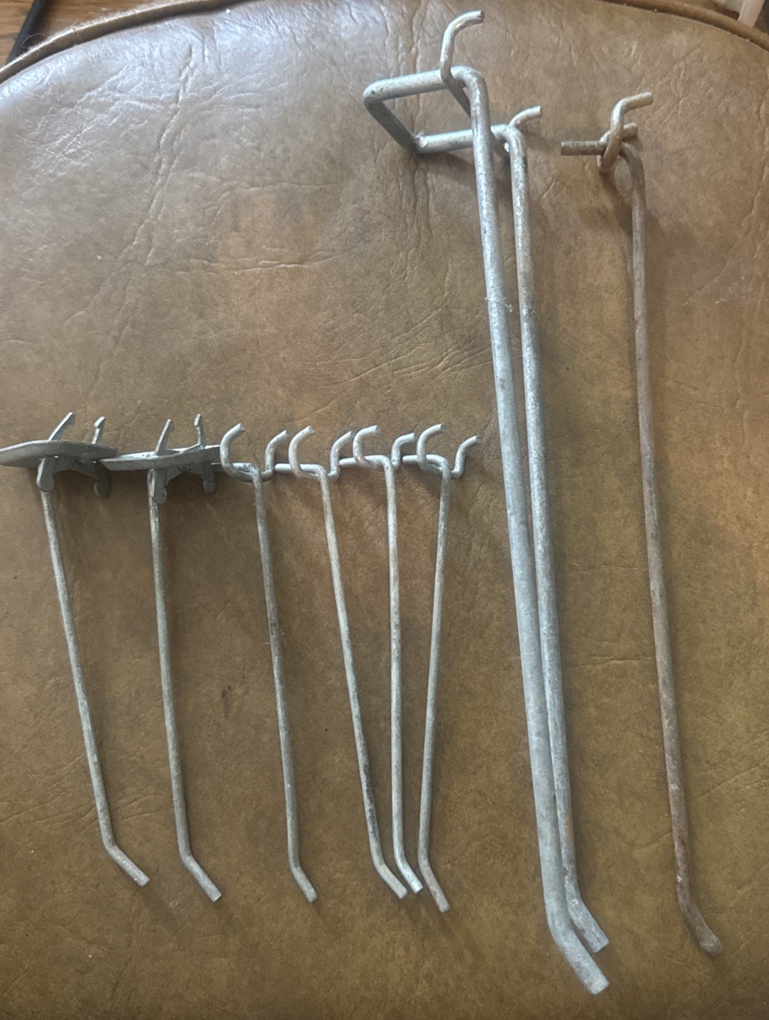 Lot Of 8 Peg Board Hooks 2- 13 Inch 6- 7 Inch See Pics
