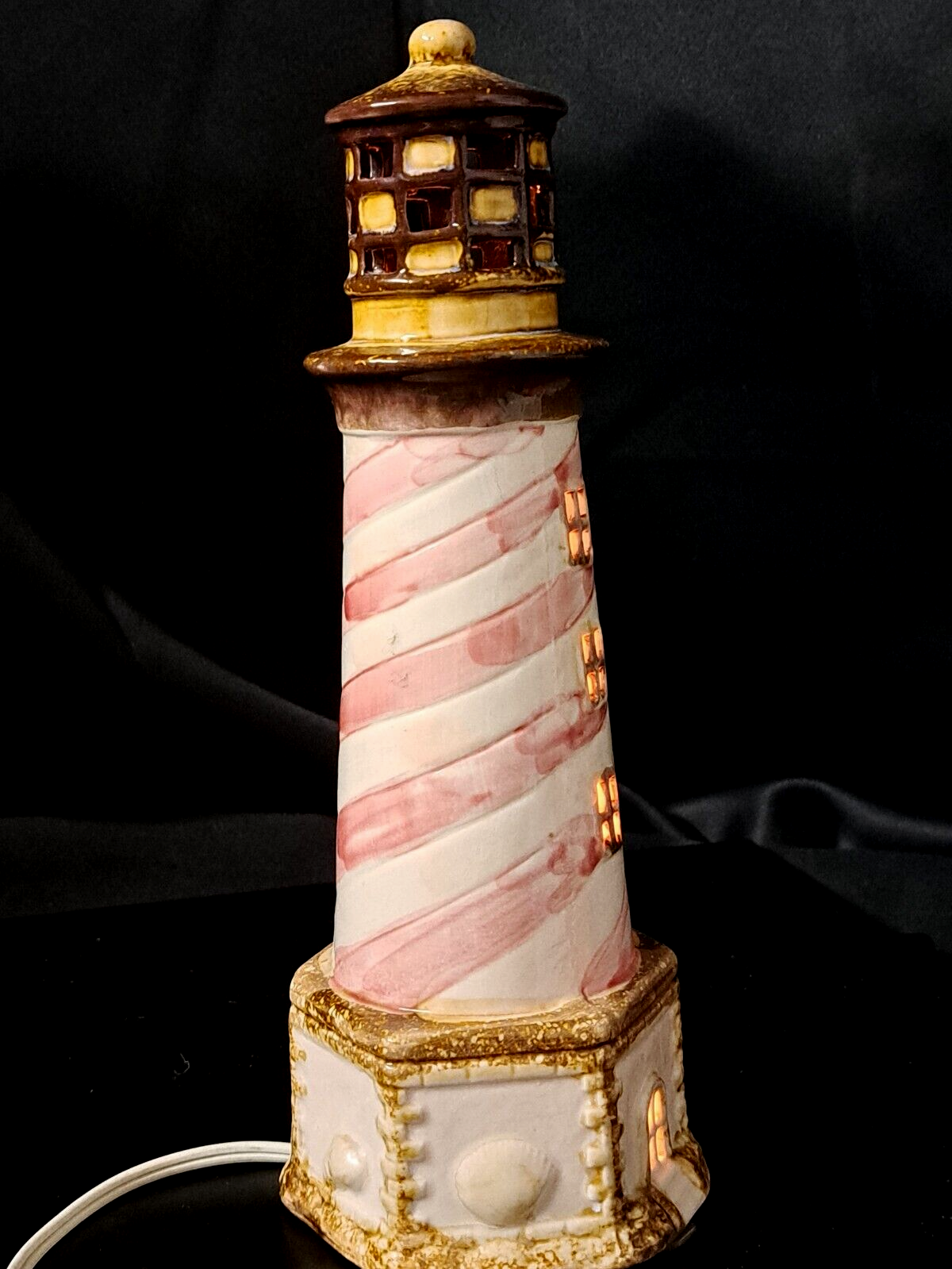 Light House Night Light Nautical Table 10.5"x 5"x4" Plug Cord Switch Ceramic