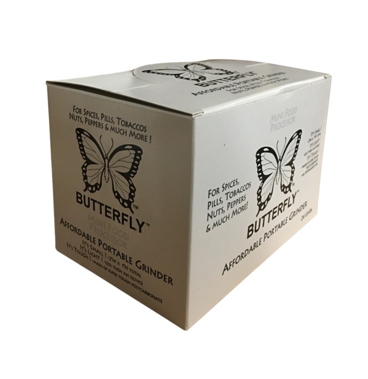 24 Plastic Butterfly Herb Grinders Assorted Colors