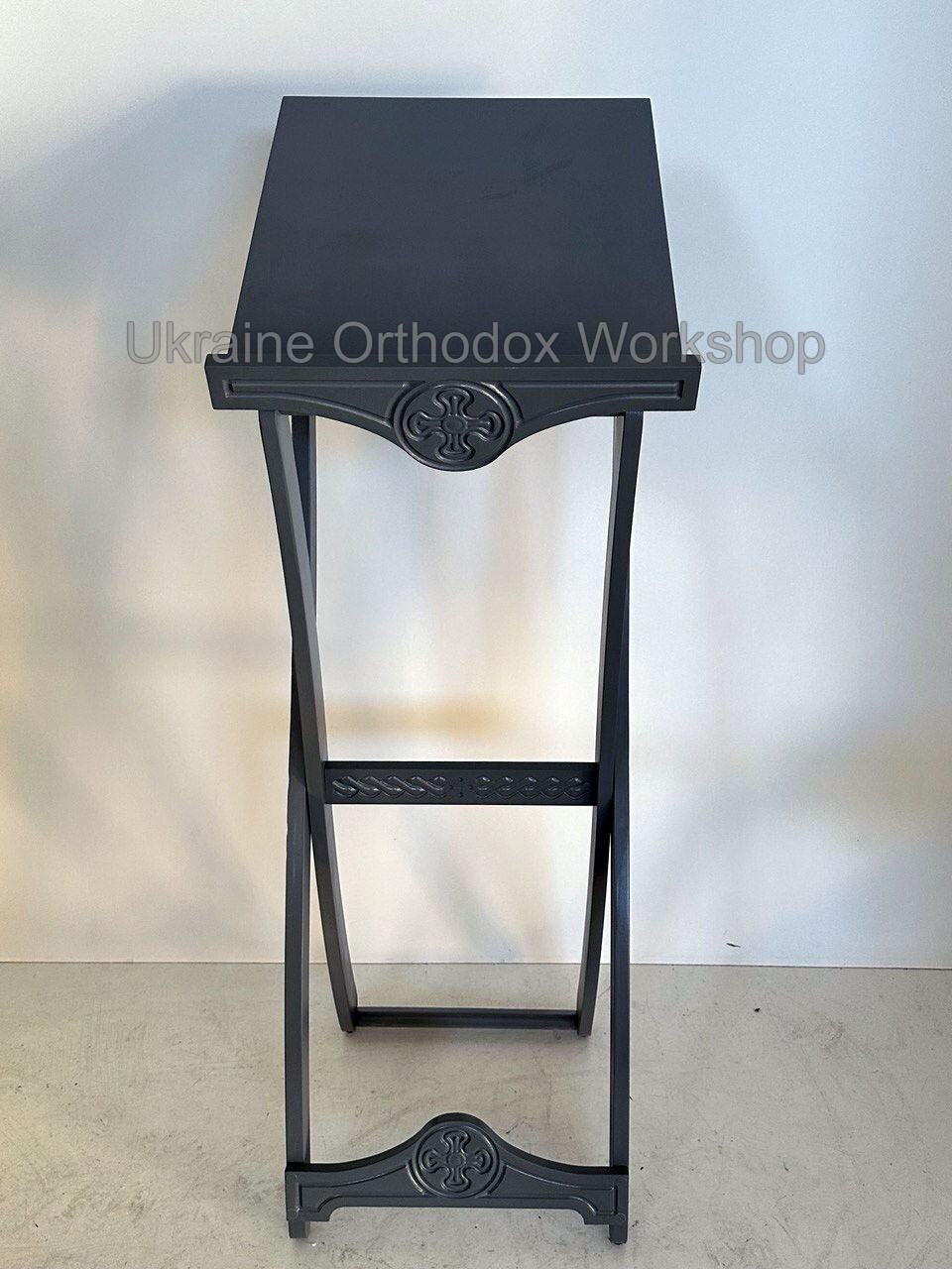 Handcrafted Folding Wooden Analogion with Intricate Carvings Orthodox