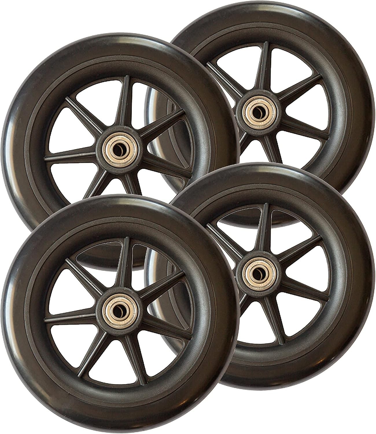 6-Inch Rollator Wheels for Seniors, Easy-Install Rubber Replacement Set of 4