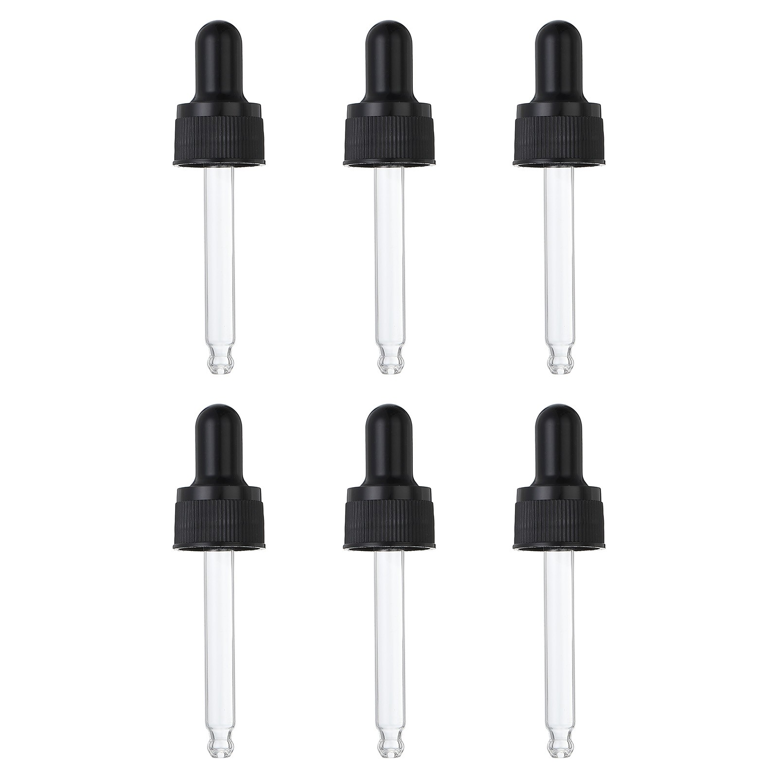 6 Pcs Plastic Glass Dropper Closure Top for 15ml(1/2oz) Bottle, Black
