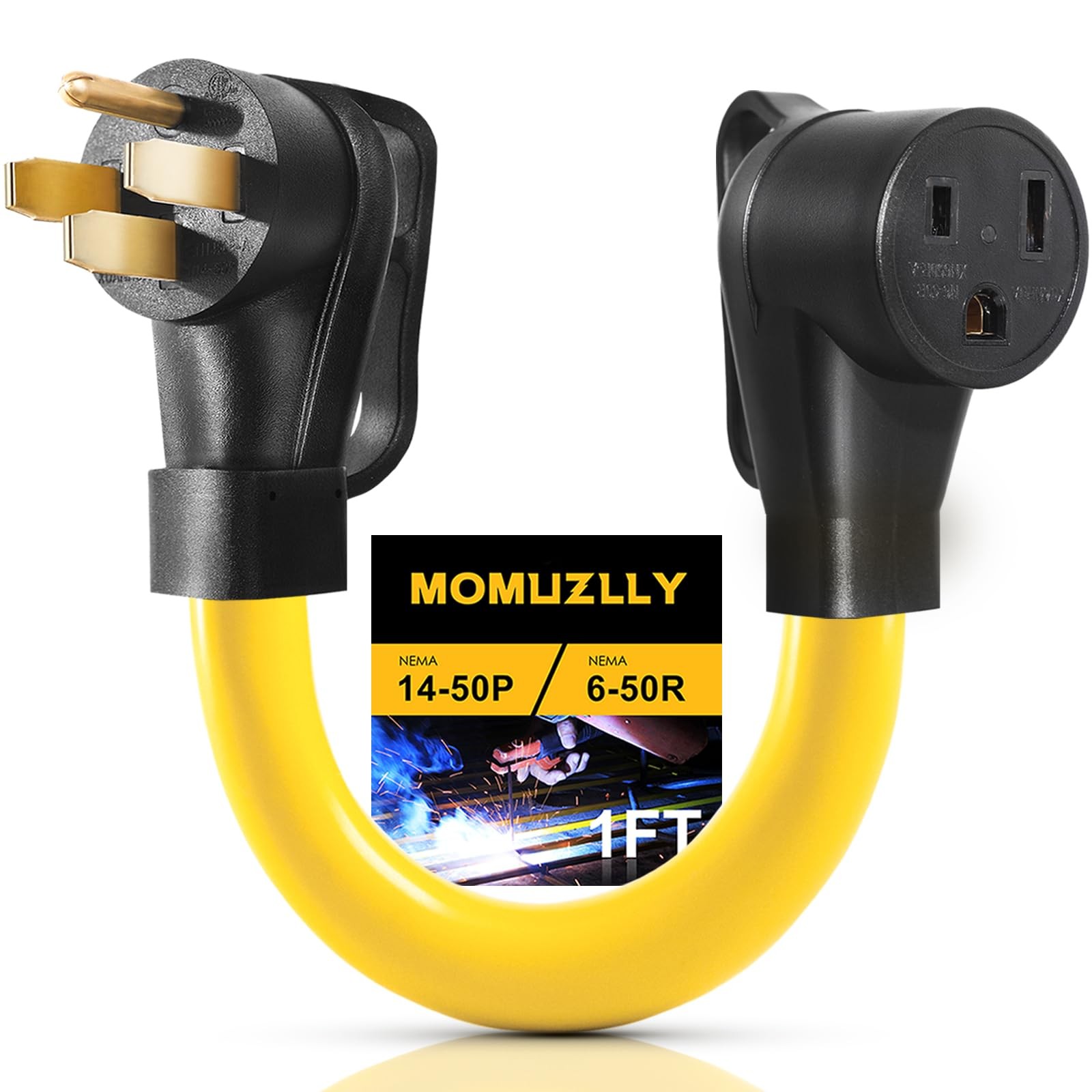 NEMA 14-50P Male to 6-50R Female Welder Plug Adapter Cord, RV Plug 50 Amp 4 P...