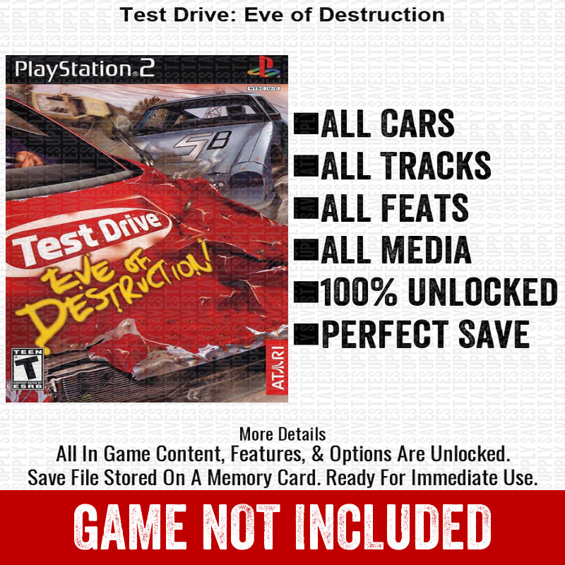 Test Drive Eve of Destruction 100% PS2 Memory Card All CHEATS ITEMS