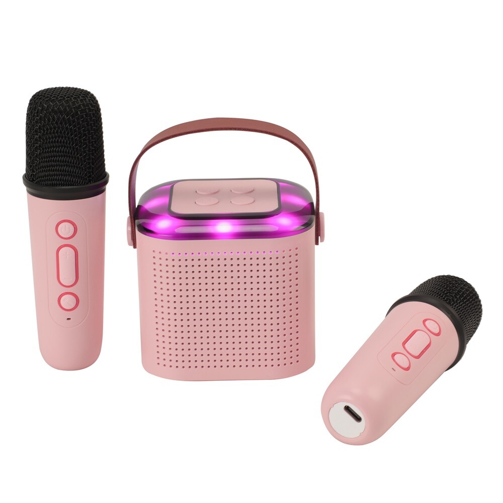 Bluetooth Portable Karaoke Machine Speaker Kids 2 Microphones