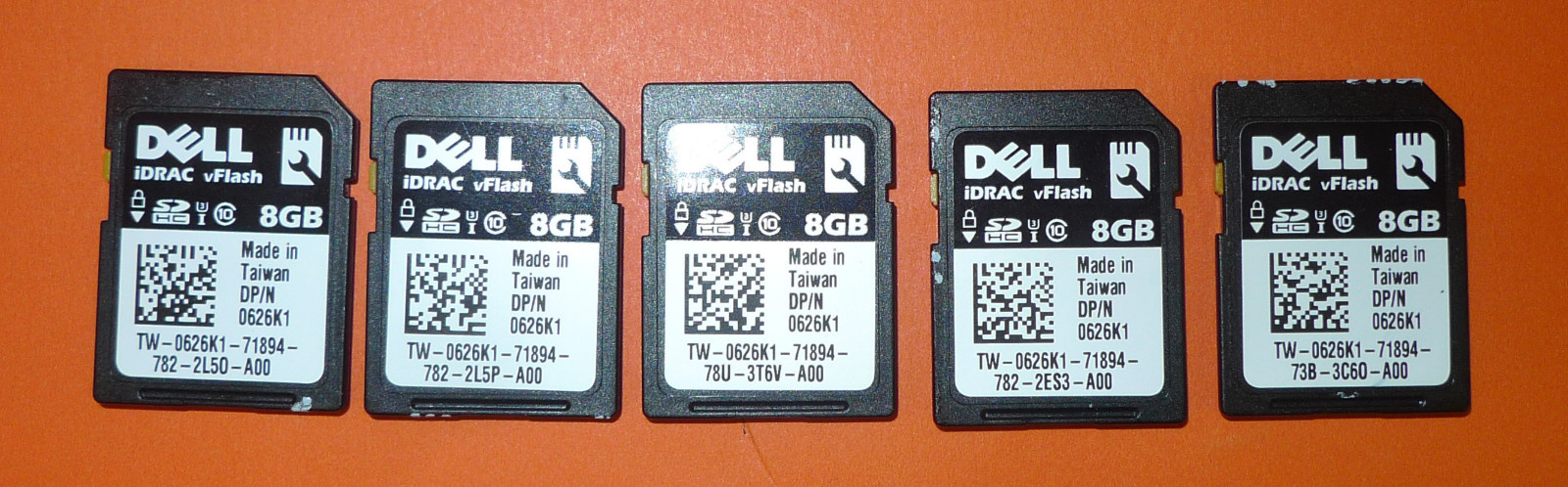 (LOT OF 5) Genuine Dell iDAC vFlash 8GB SD HC Memory 626K1