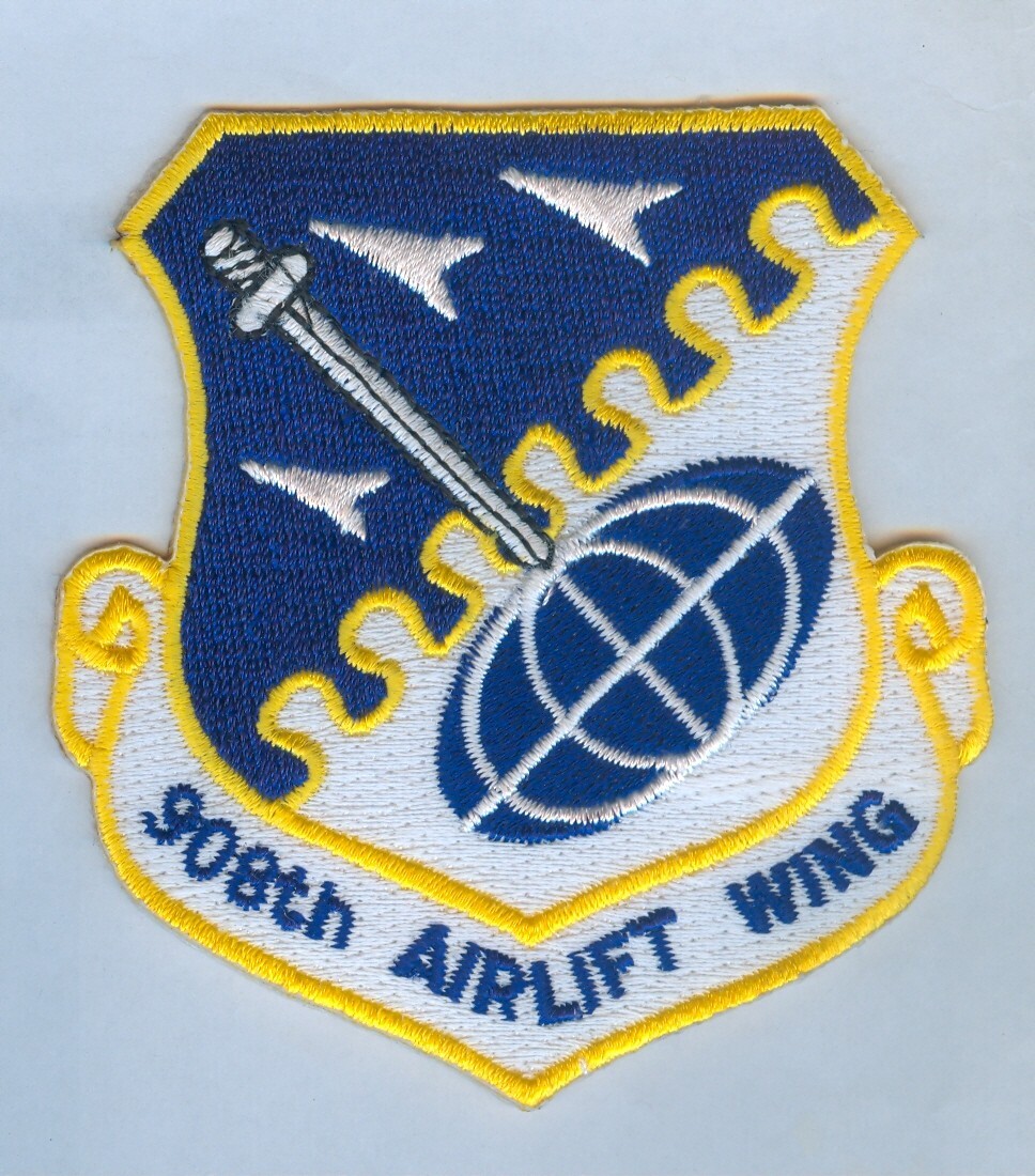 USAF / US Air Force 908th AIRLIFT WING PATCH ... MINT ... SEW ON VARIATION ... X