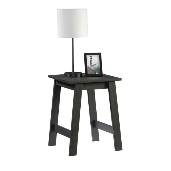 Black Wood Grain Sofa Side Table Bedside Nightstand Small Coffee Accent Table