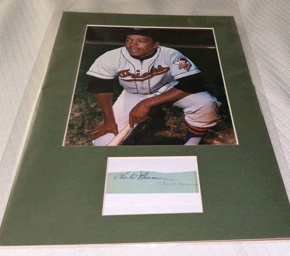 Charlie Beamon Baltimore Orioles Signed Cut Matted 8x10 Color Photo W/Our COA