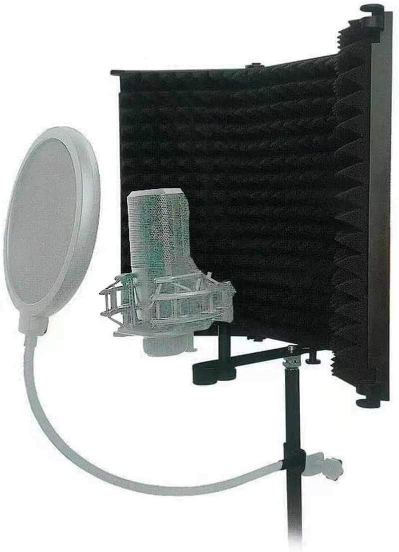 Microphone Isolation Shield, Foldable Mic Shield with Triple Sound Insulation, R