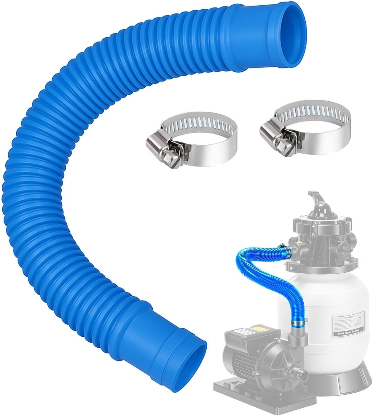 Flexible 16-Inch Pool Filter Hose - Lightweight, Leakproof Easy Install Design