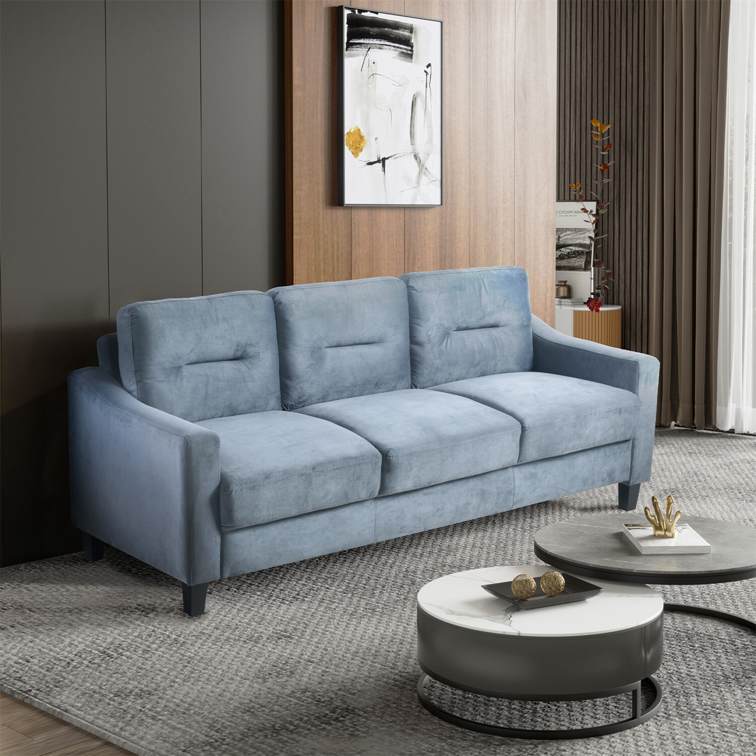 Modern 3-Seater Sofa Couch Upholstered Sofa Couch Home Living Room Furniture