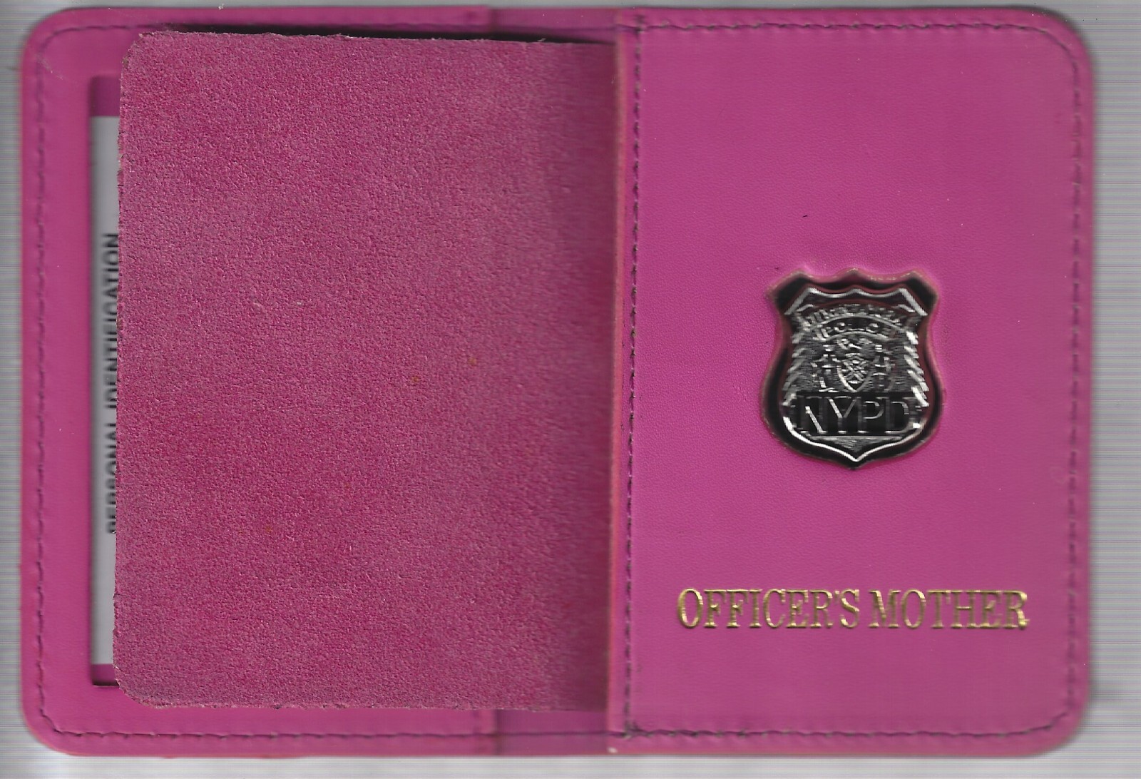 Police Officer's Mother 1-inch cut-out letters pin wallet - PINK