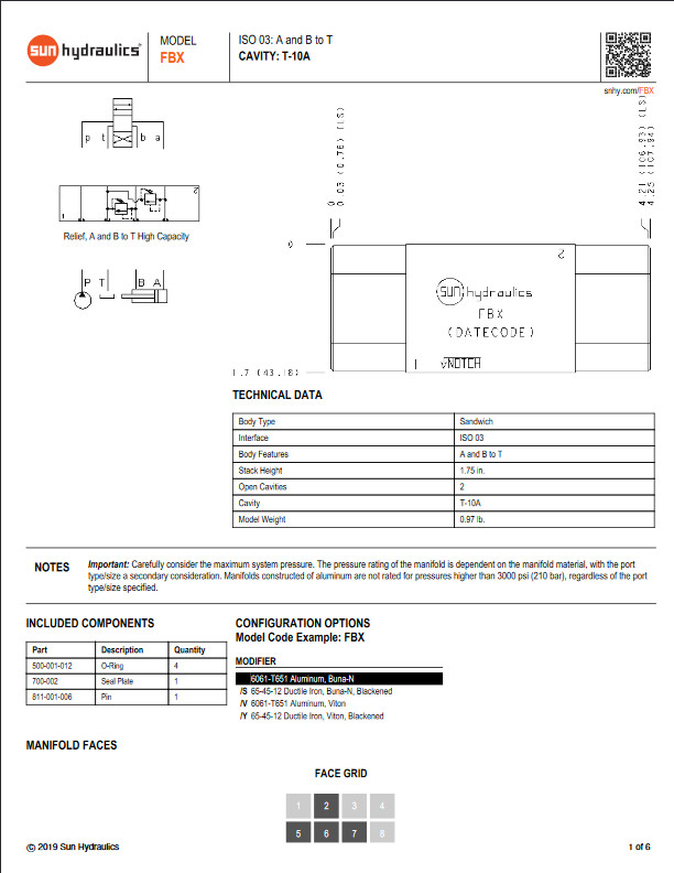 Z-5389 / Sun Hydraulics Sandwich Manifold FBX